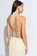 Embroidery open back top - Creme