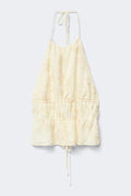 Embroidery open back top - Creme