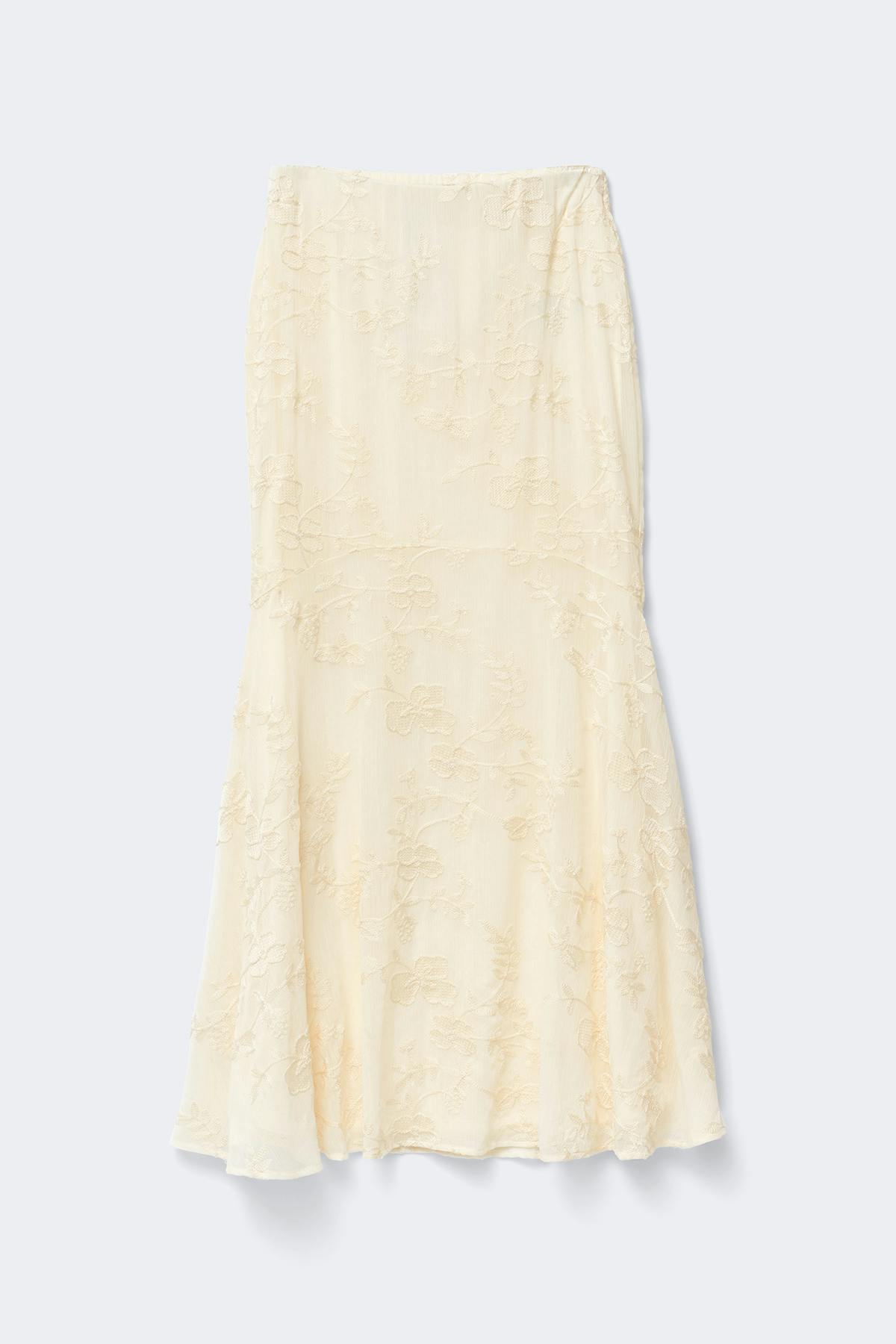 Embroidery maxi skirt - Creme