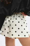 Satin drawstring shorts - Creme/dot