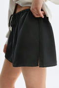 Satin drawstring shorts - Creme/dot