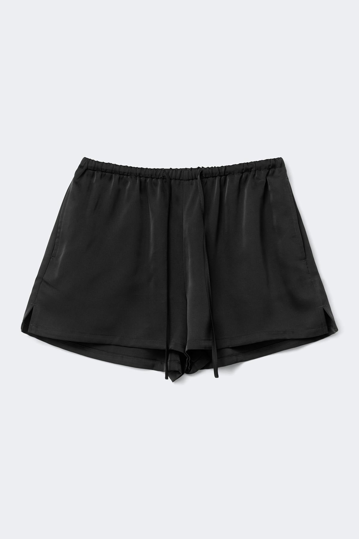 Satin drawstring shorts - Noir
