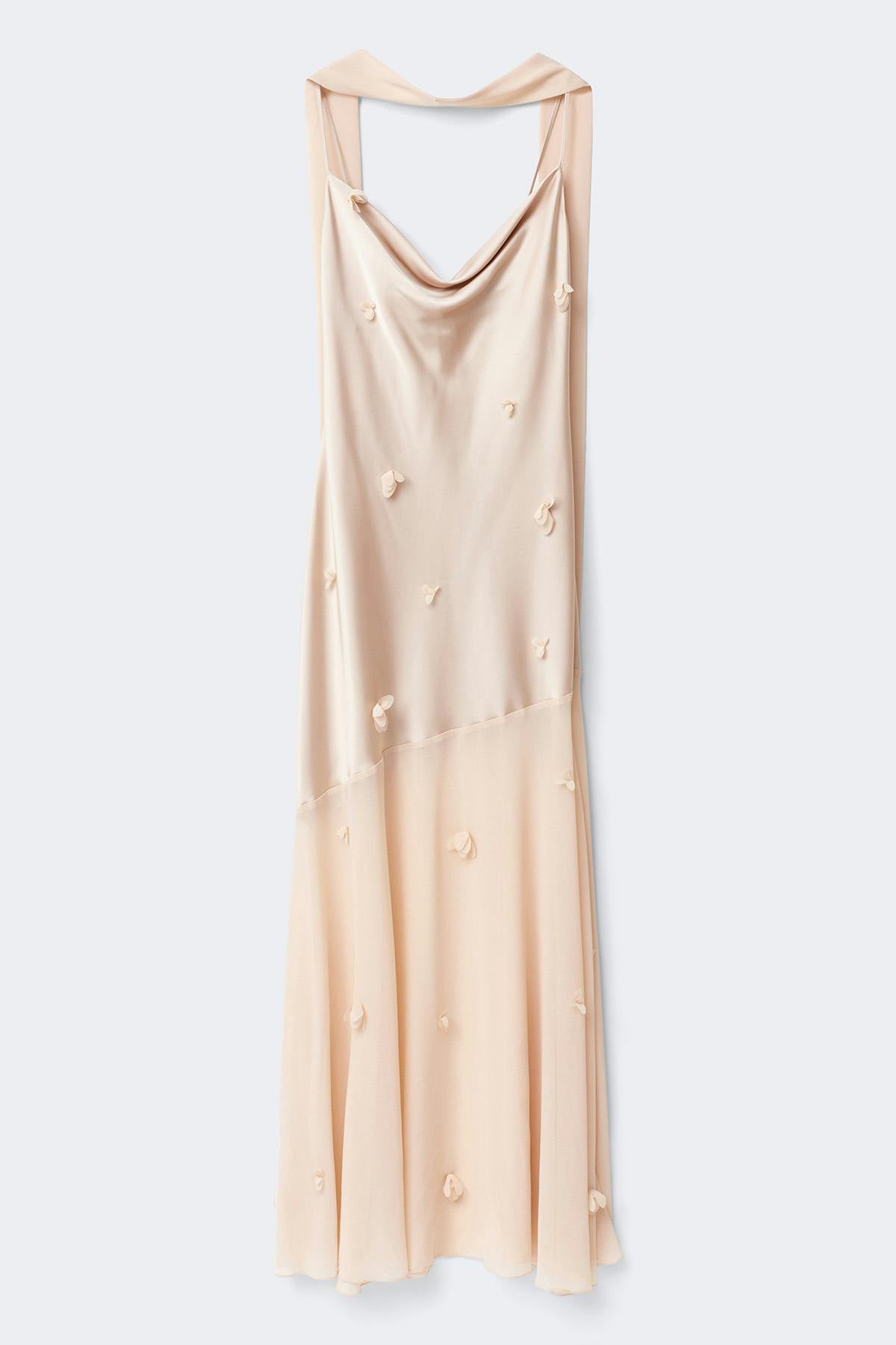 Floral maxi cowlneck dress - Champagne