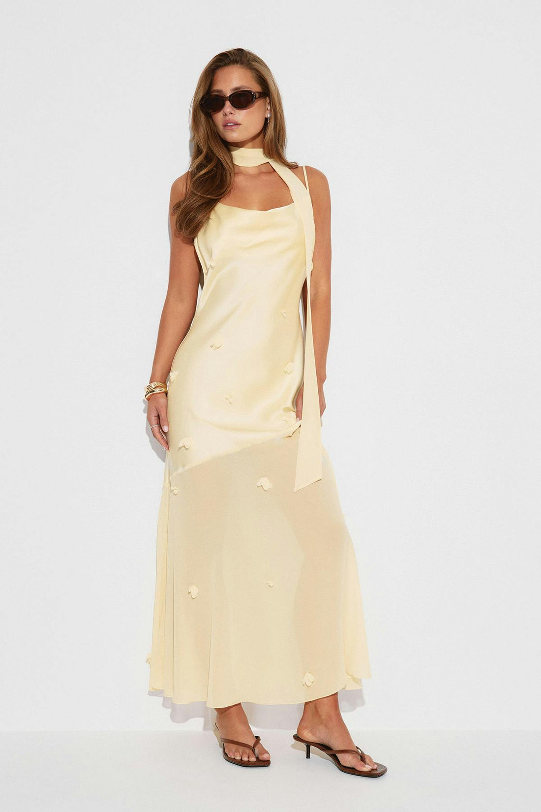 Floral maxi cowlneck dress - Anise flower