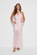 Floral maxi cowlneck dress - Champagne