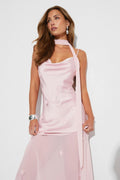 Floral maxi cowlneck dress - Champagne