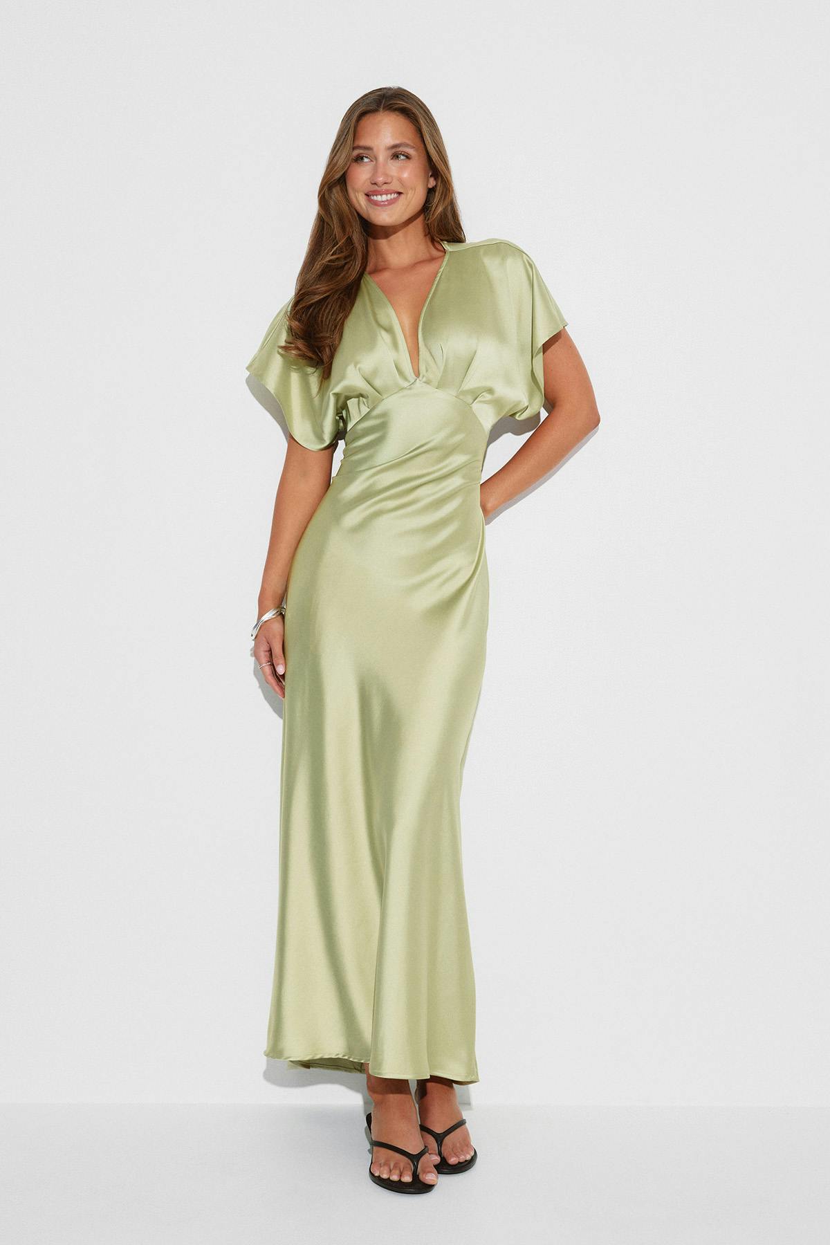 Satin maxi dress - Winter pear