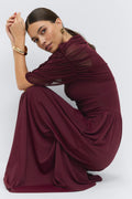 Draped cape maxi dress - Bordeaux