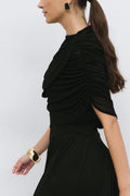 Draped cape maxi dress - Noir