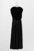 Draped cape maxi dress - Noir