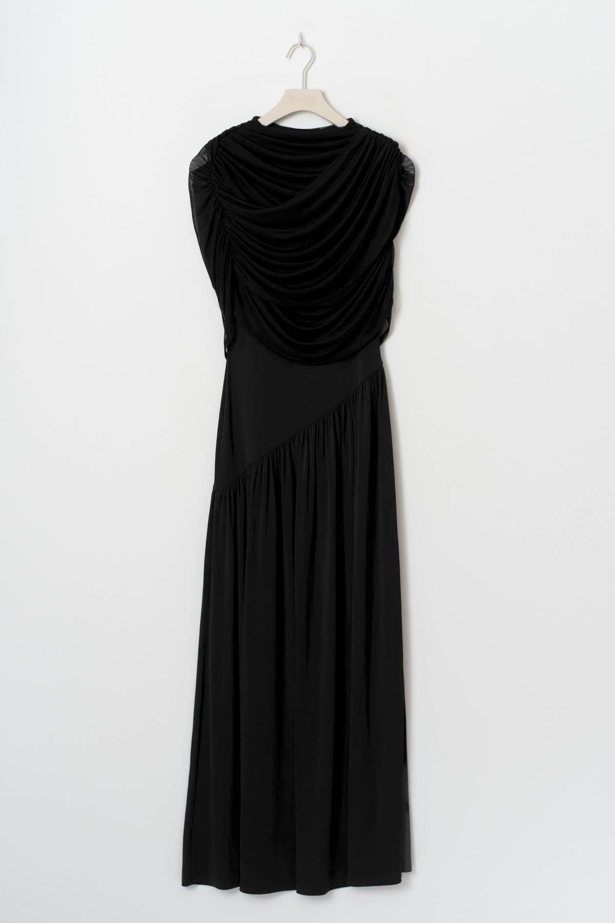Draped cape maxi dress - Noir