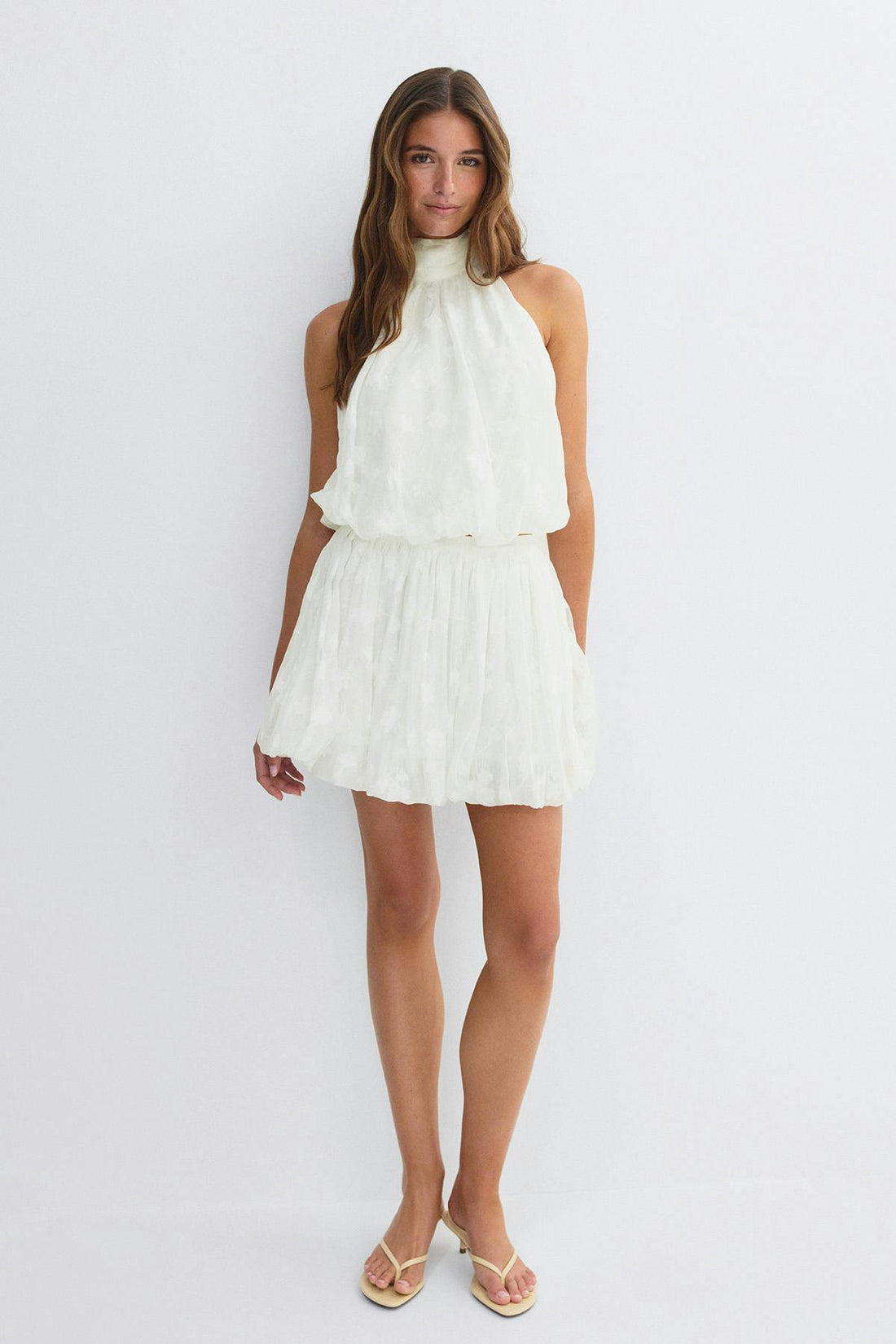 Floral halter neck top - Blanc cassé