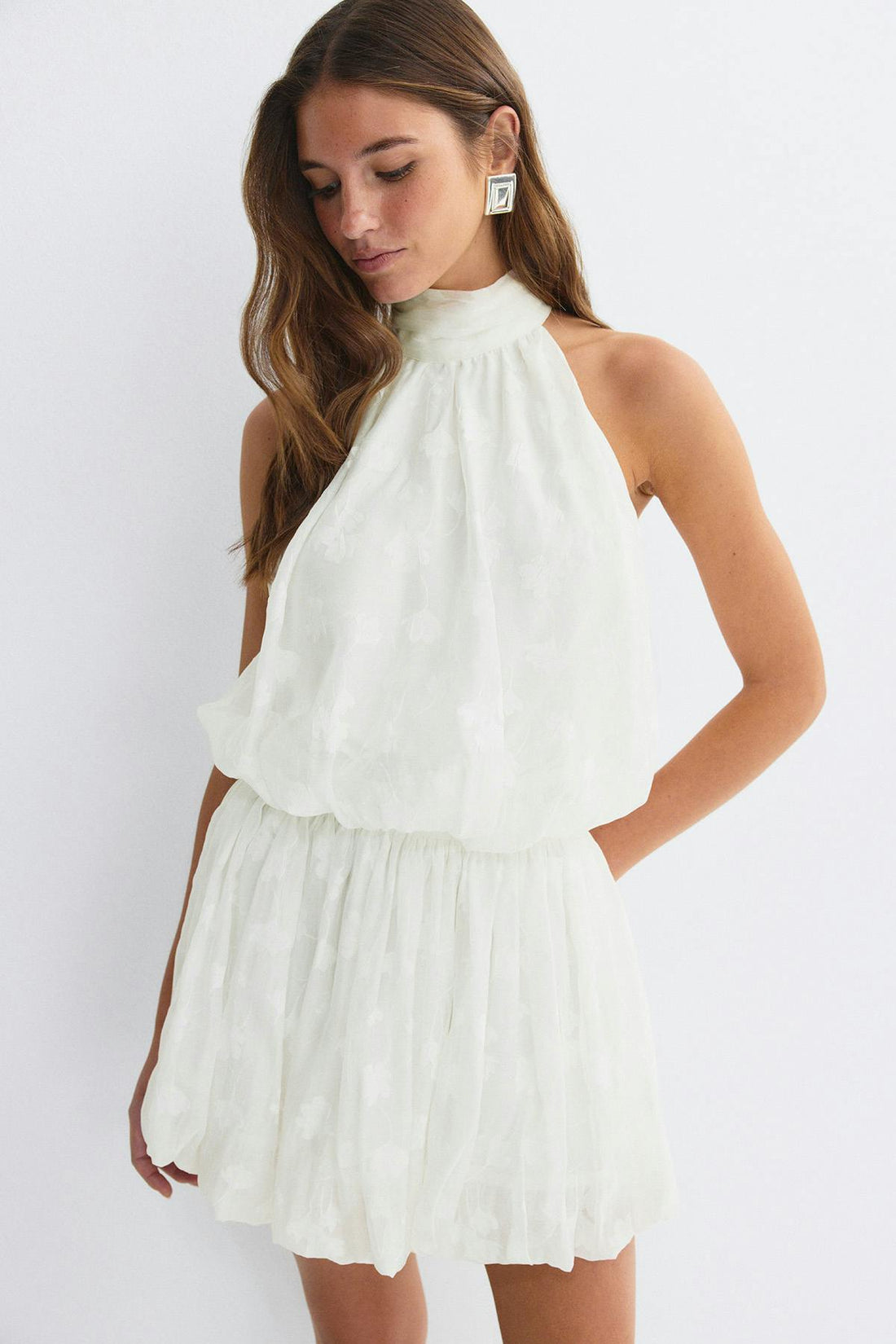 Floral halter neck top - Blanc cassé