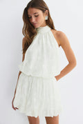 Floral halter neck top - Blanc cassé