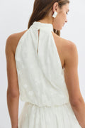Floral halter neck top - Blanc cassé