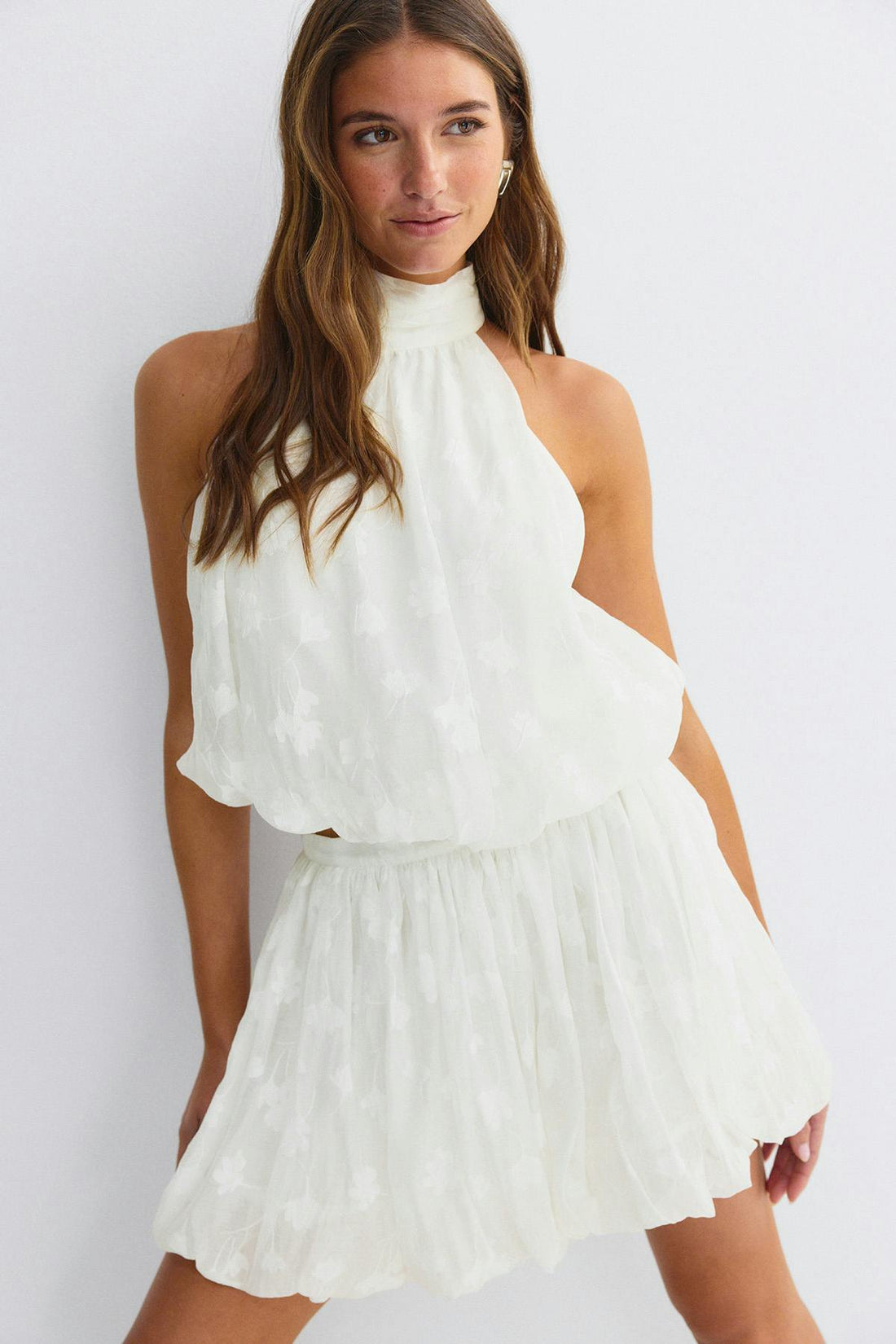 Floral bubble mini skirt - Blanc cassé