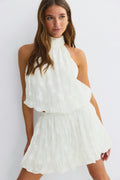 Floral bubble mini skirt - Blanc cassé