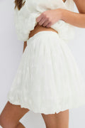 Floral bubble mini skirt - Blanc cassé