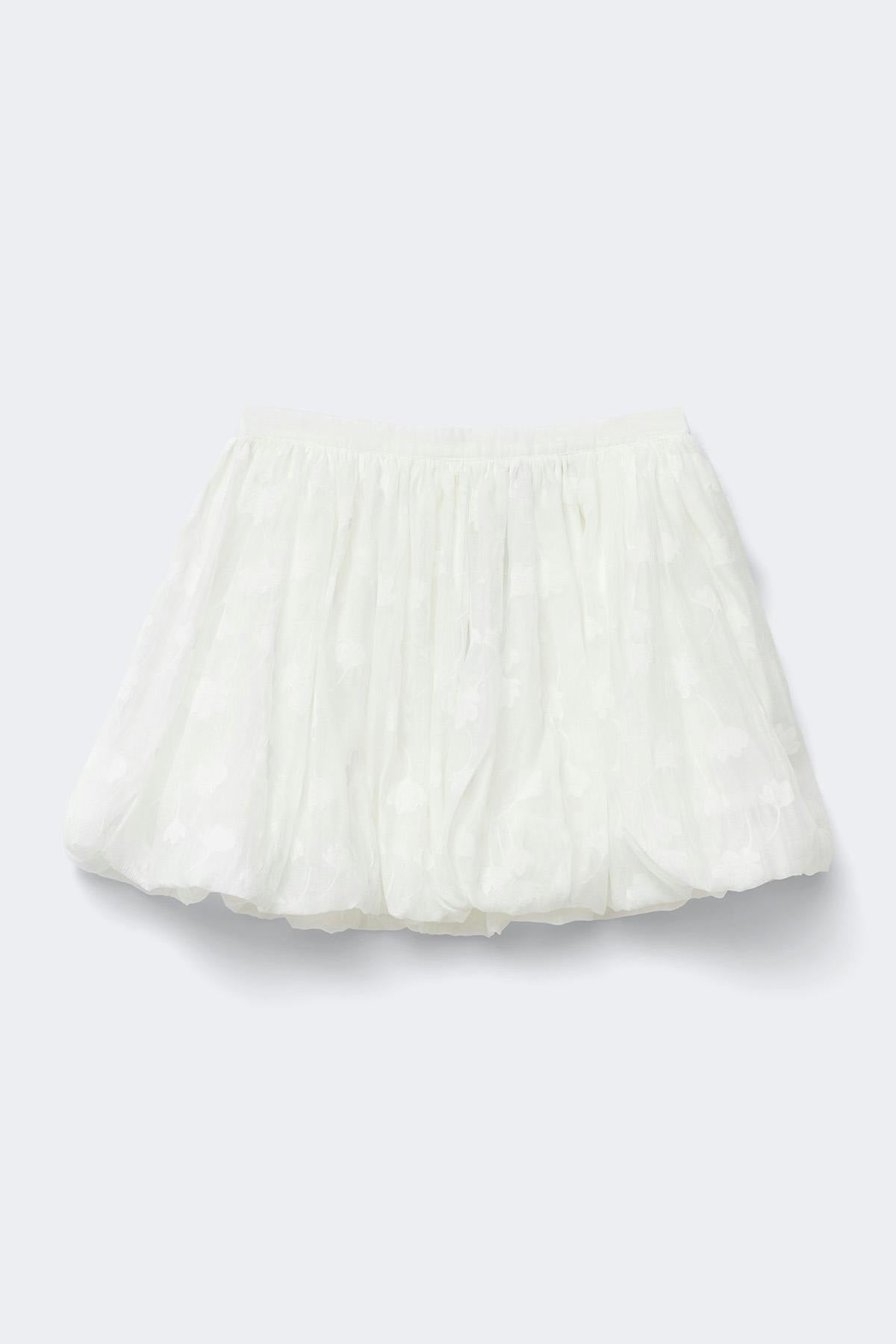 Floral bubble mini skirt - Blanc cassé
