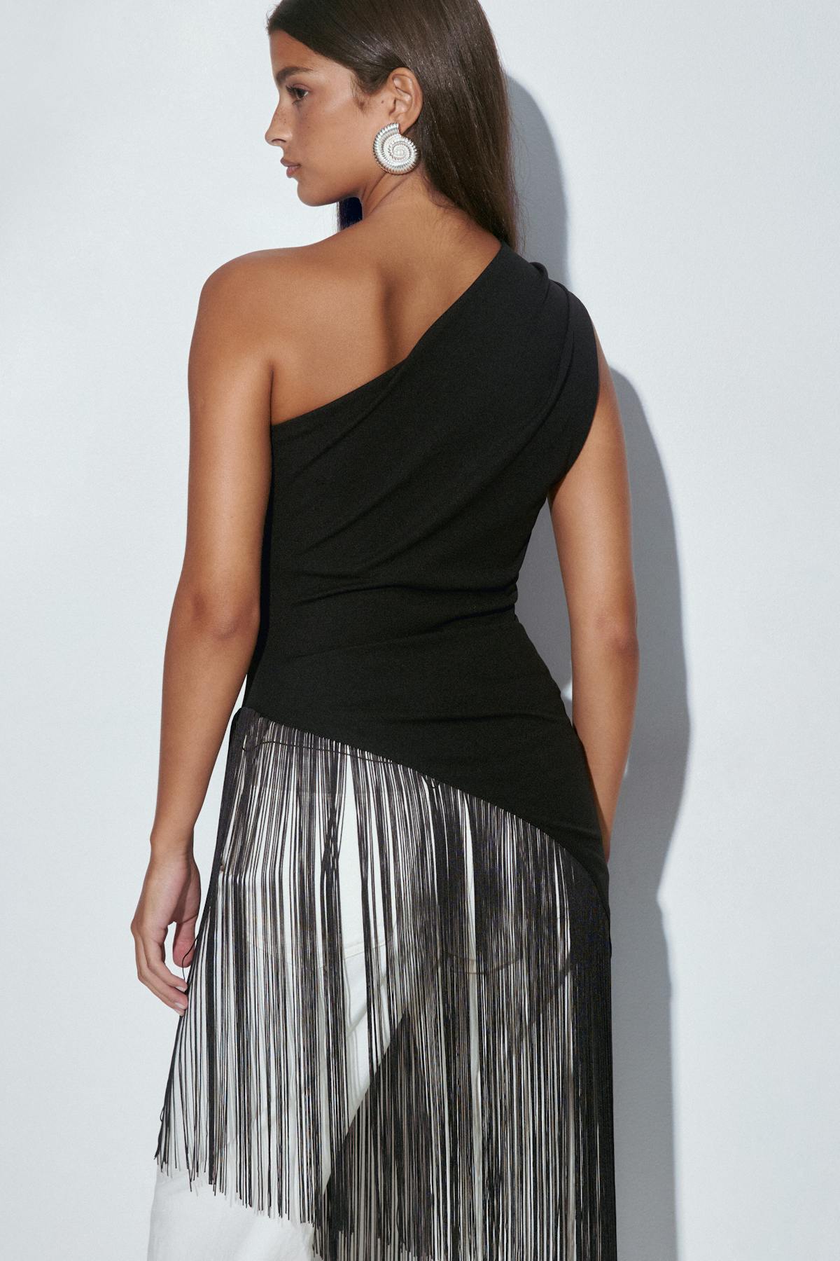 Fringe top - Noir