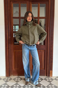 High neck short jacket - Check