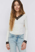 Y lace top - Dot print