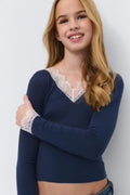 Y lace top - Haute red