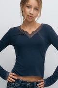 Y lace top - Bleu marine