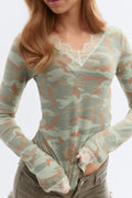 Y lace top - Dot print