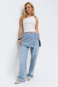 Wrap denim hip skirt - Bleu