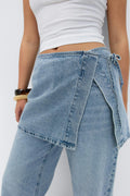Wrap denim hip skirt - Bleu