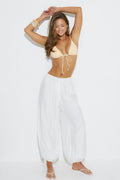 Embroidery triangle bikini top - Jaune clair