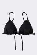 Embroidery triangle bikini top - Noir