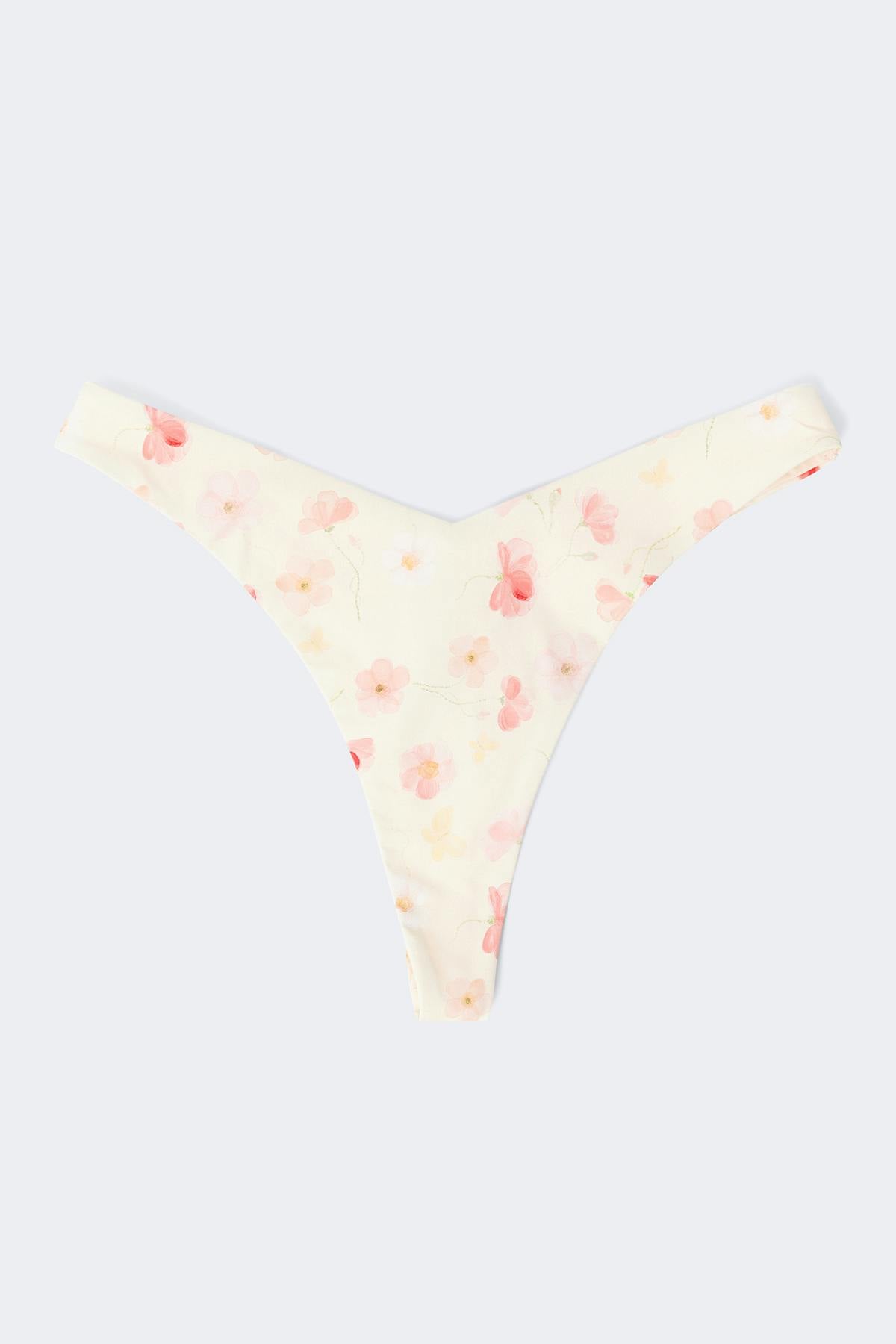 High bikini thong - Ditsy flower