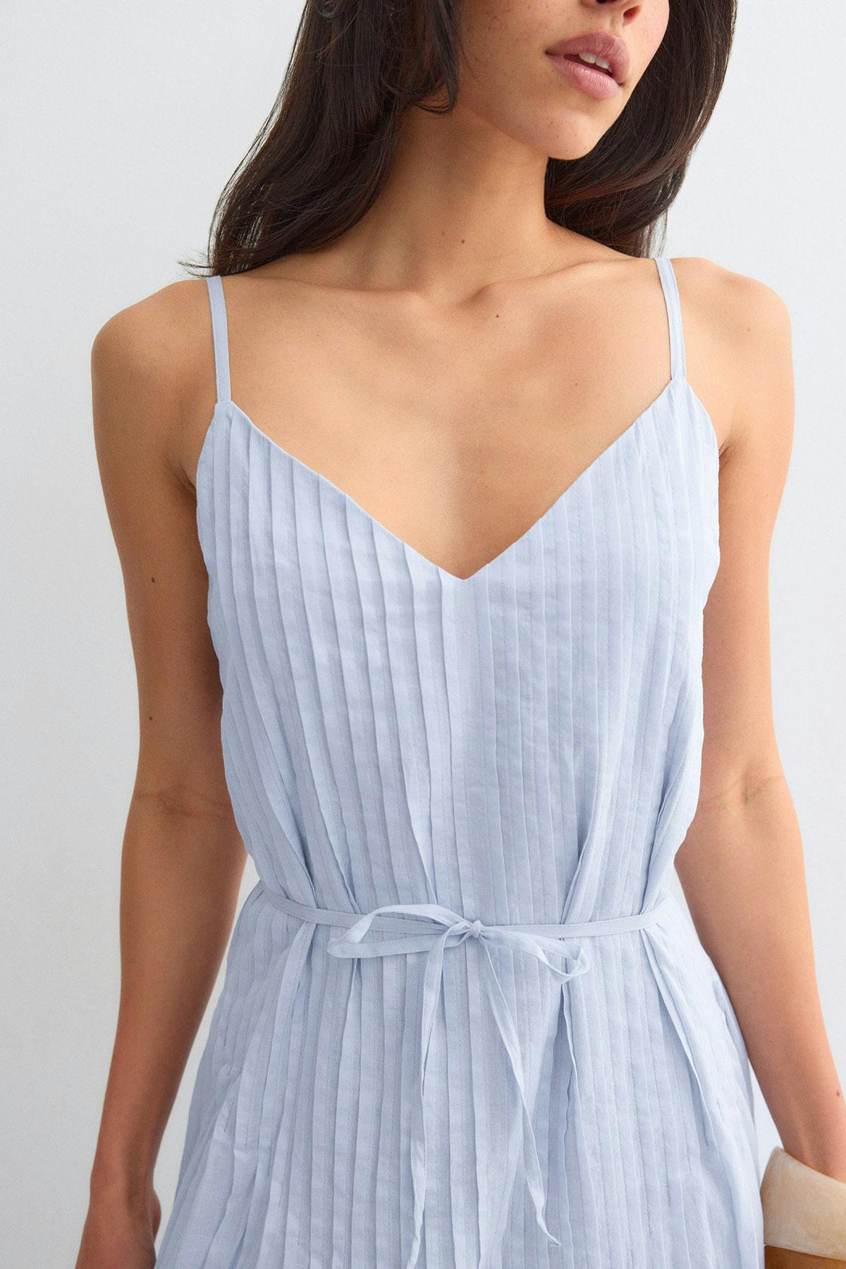 Pleated dress - Blanc cassé