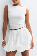 Embroidery skirt - Blanc