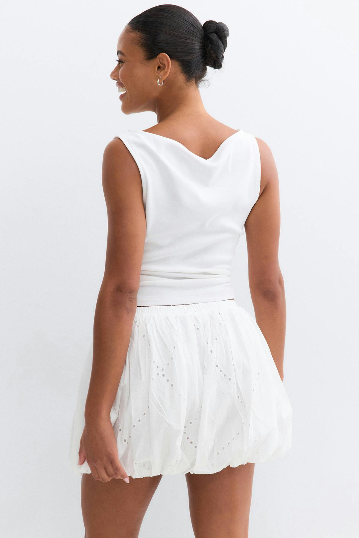 Embroidery skirt - Blanc
