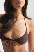 Front tie bikini top - Marron
