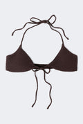 Front tie bikini top - Marron