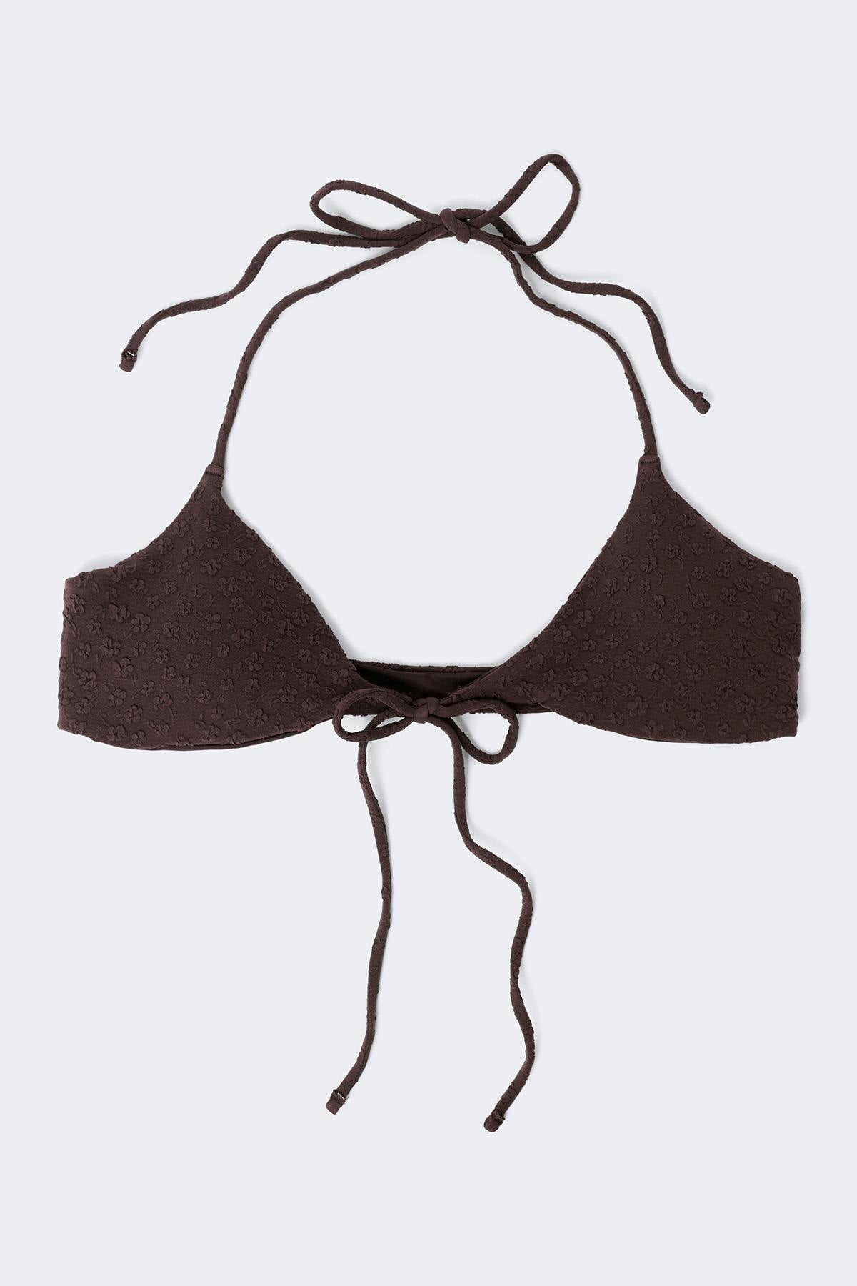 Front tie bikini top - Marron