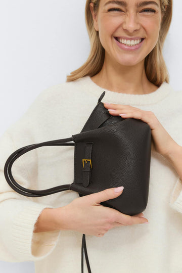 Mini fold detail bag - Marron