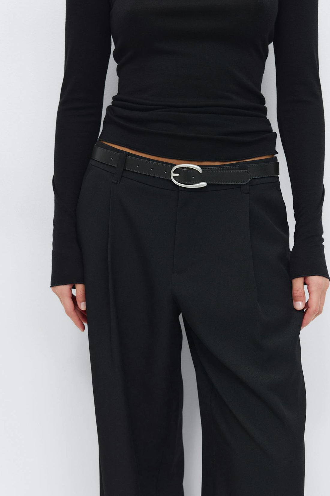 Waist buckle belt - Black/silver