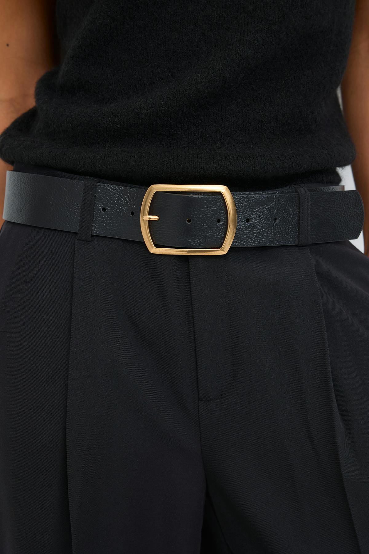 Large buckle belt - Black/gold