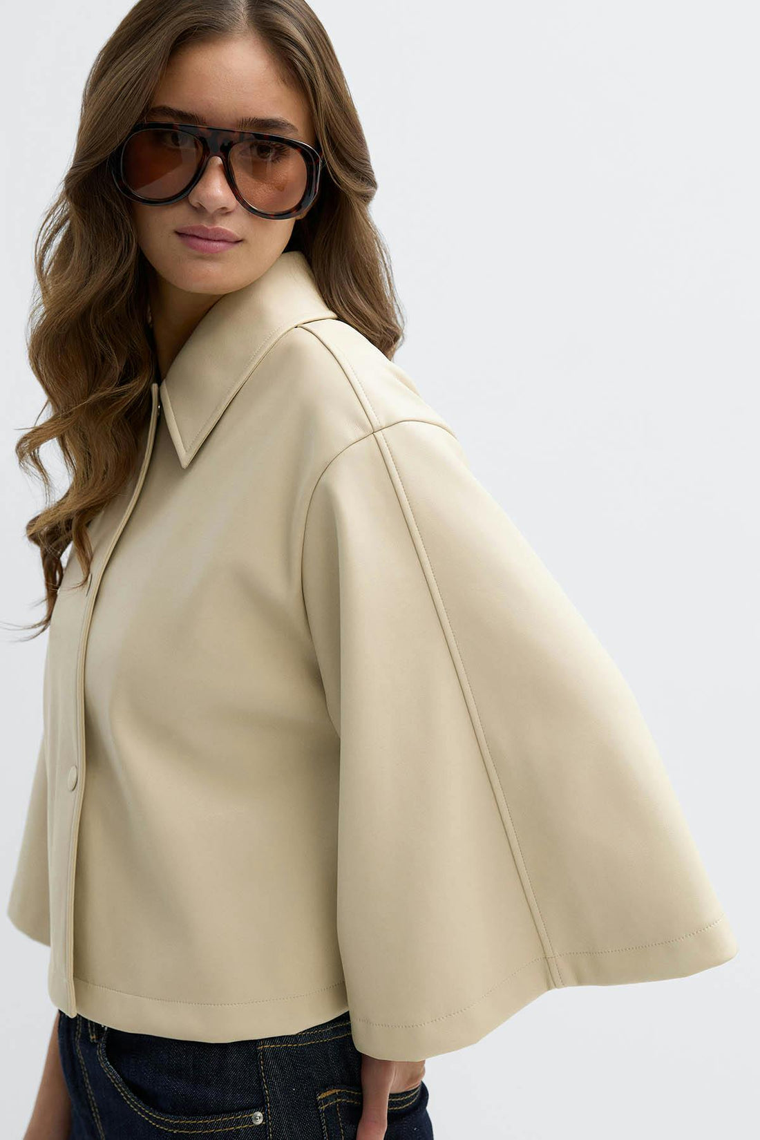 Pu cape jacket - Bone white