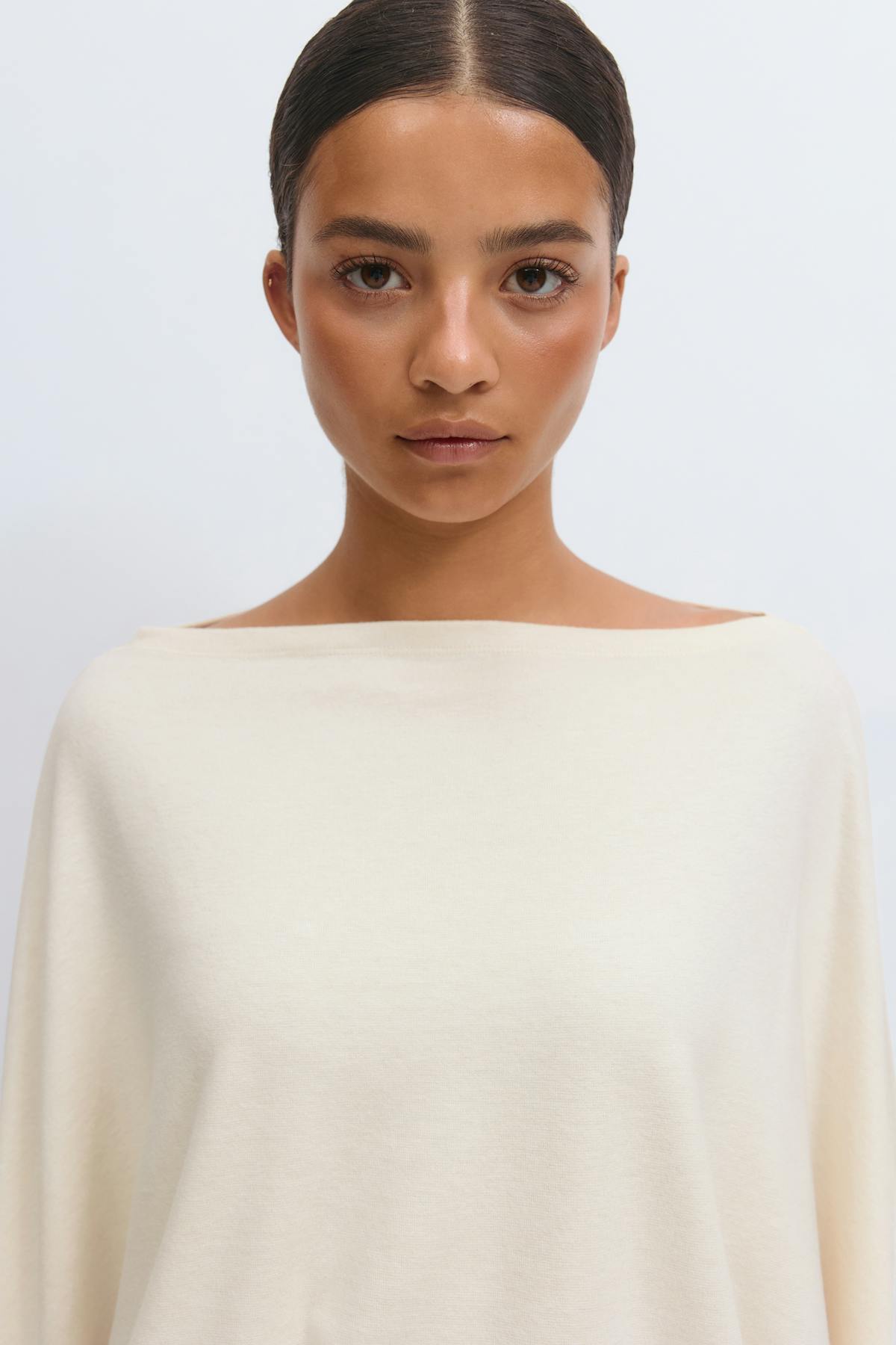 Poncho top - Beige melange