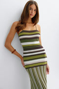 Multistripe knitted dress - Multi green