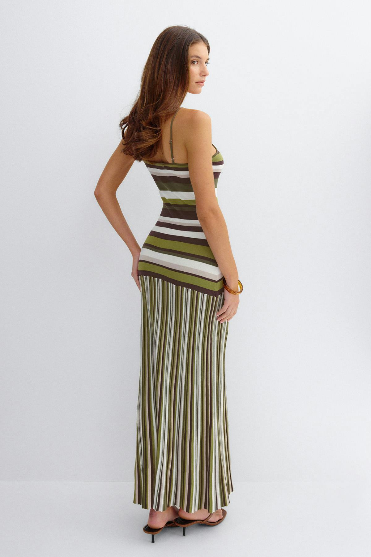 Multistripe knitted dress - Multi green