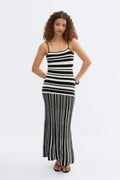 Multistripe knitted dress - Black/white