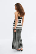 Multistripe knitted dress - Black/white