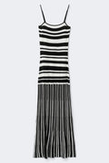 Multistripe knitted dress - Black/white